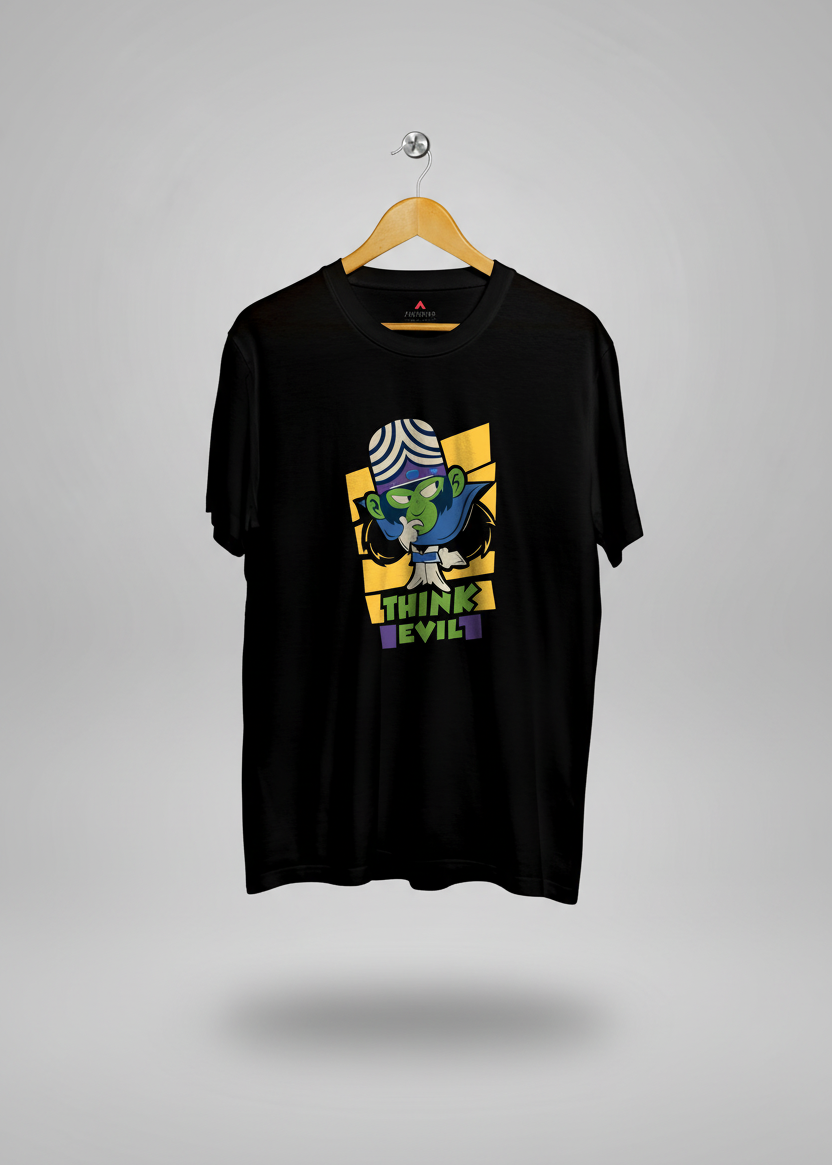 THINK EVIL - MOJO JOJO - HALF-SLEEVE T-SHIRTS BLACK Cotton 180 GSM
