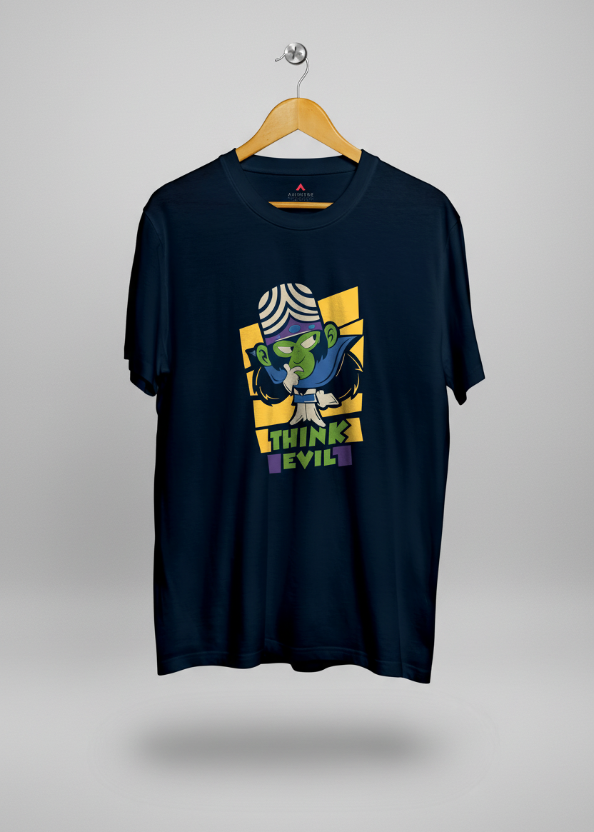 THINK EVIL - MOJO JOJO - HALF-SLEEVE T-SHIRTS NAVY BLUE Cotton 180 GSM