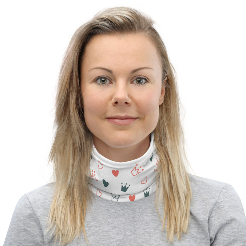 Crown and Love Doodle Unisex Face Bandana