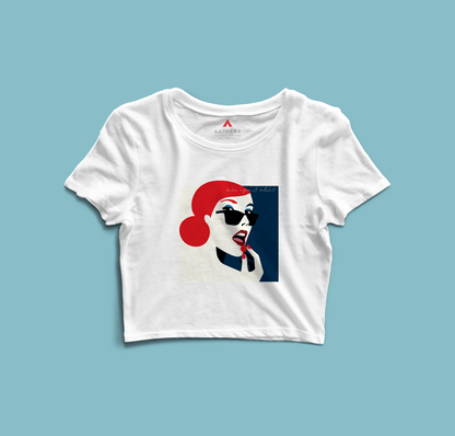 " BABES AGAINST BULLSHIT " - HALF-SLEEVE CROP TOP WHITE