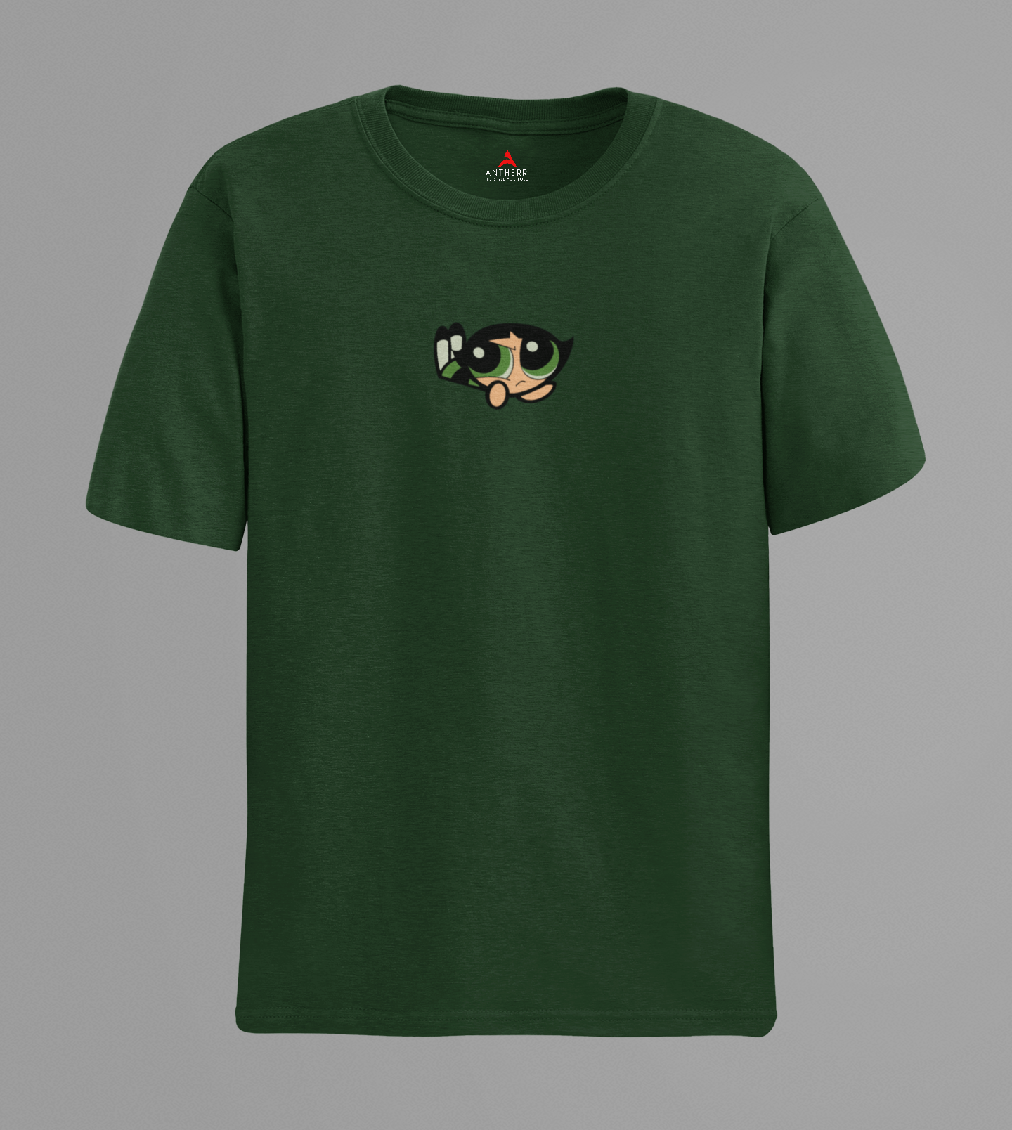 Buttercup Powerpuff Girls| HALF SLEEVE T-SHIRT BOTTLE GREEN