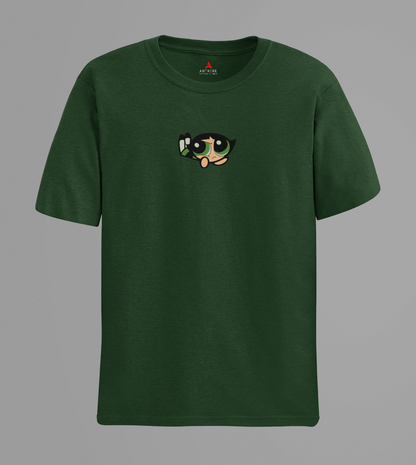 Buttercup Powerpuff Girls| HALF SLEEVE T-SHIRT BOTTLE GREEN