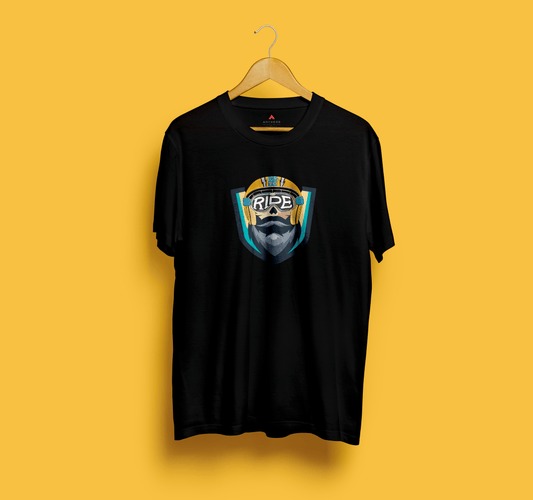 " BORN TO RIDE " - HALF-SLEEVE T-SHIRTS BLACK