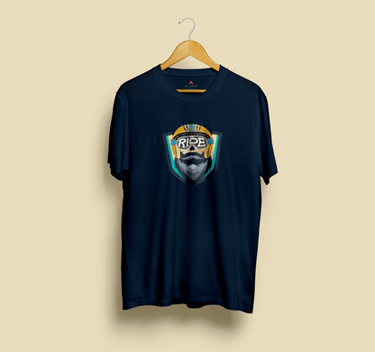 " BORN TO RIDE " - HALF-SLEEVE T-SHIRTS NAVY BLUE