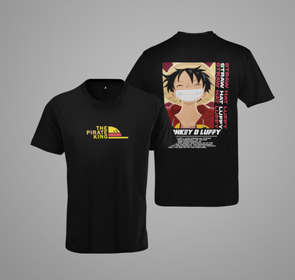 The Pirate King- Monkey D Luffy- (Double Sided Print): Anime- Regular Fit T-Shirts