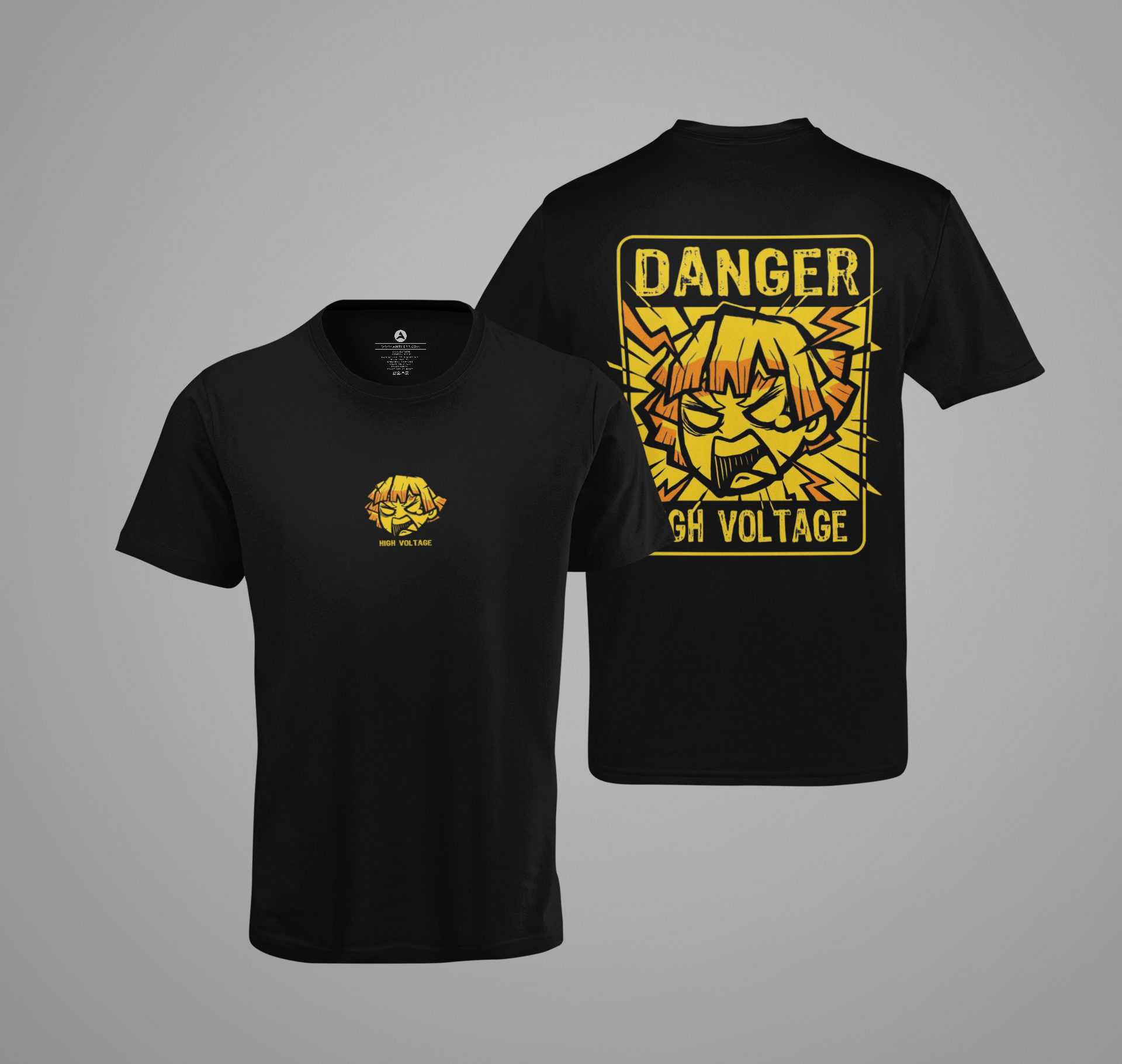 Zenitsu High Voltage: Demon Slayer (Double Sided Print) Regular Fit Half Sleeve T-Shirts