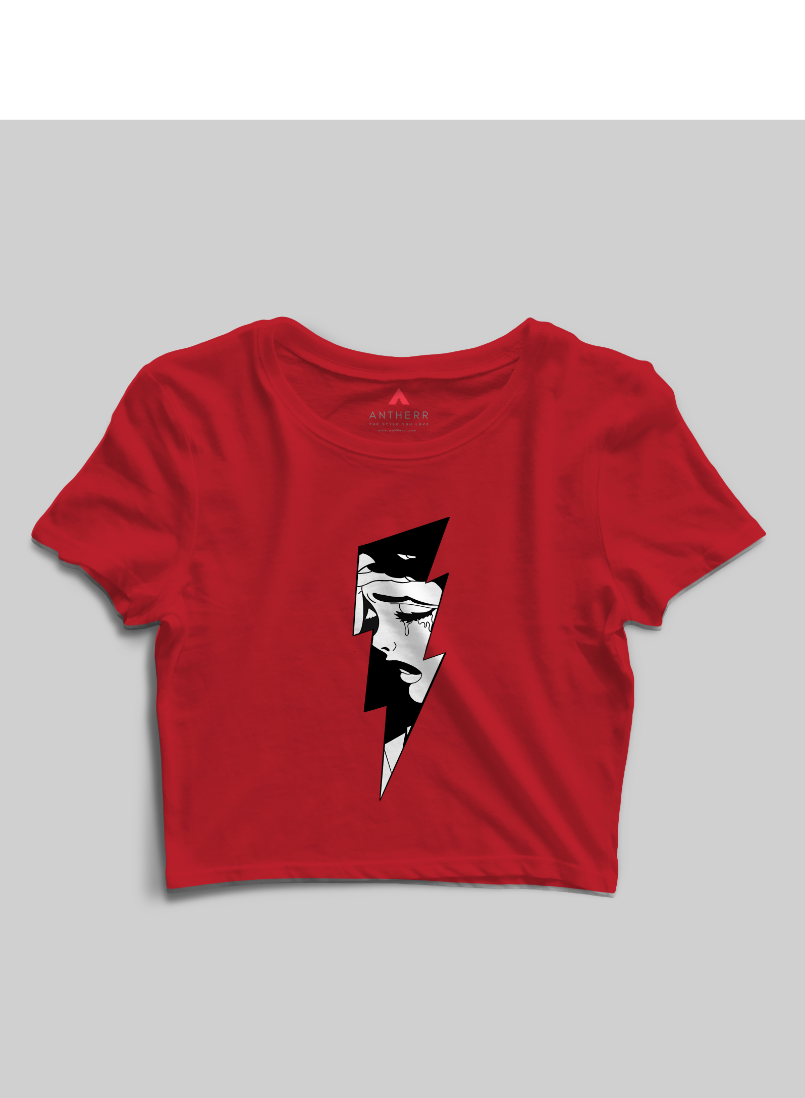 "BROKEN" - HALF-SLEEVE CROP TOP's RED
