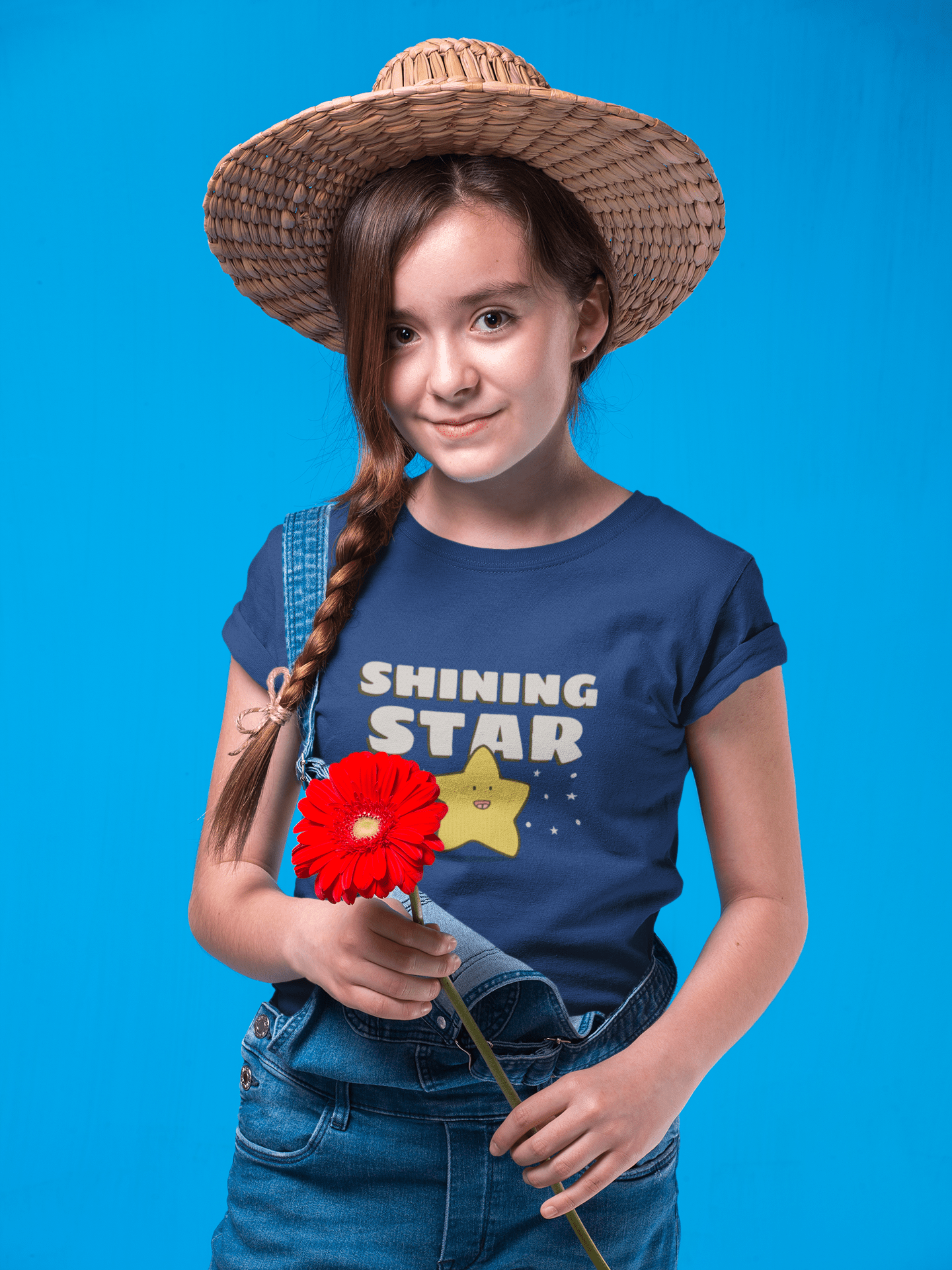 "SHINING STAR" KIDS HALF-SLEEVE T-SHIRT NAVY BLUE