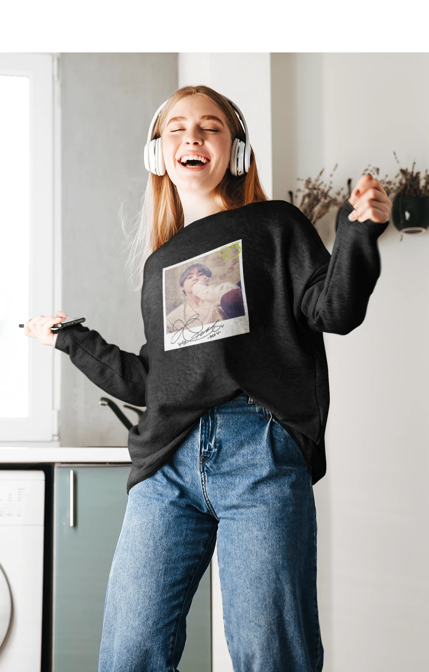 BTS V AUTOGRAPH Unisex Winter Sweatshirts BLACK