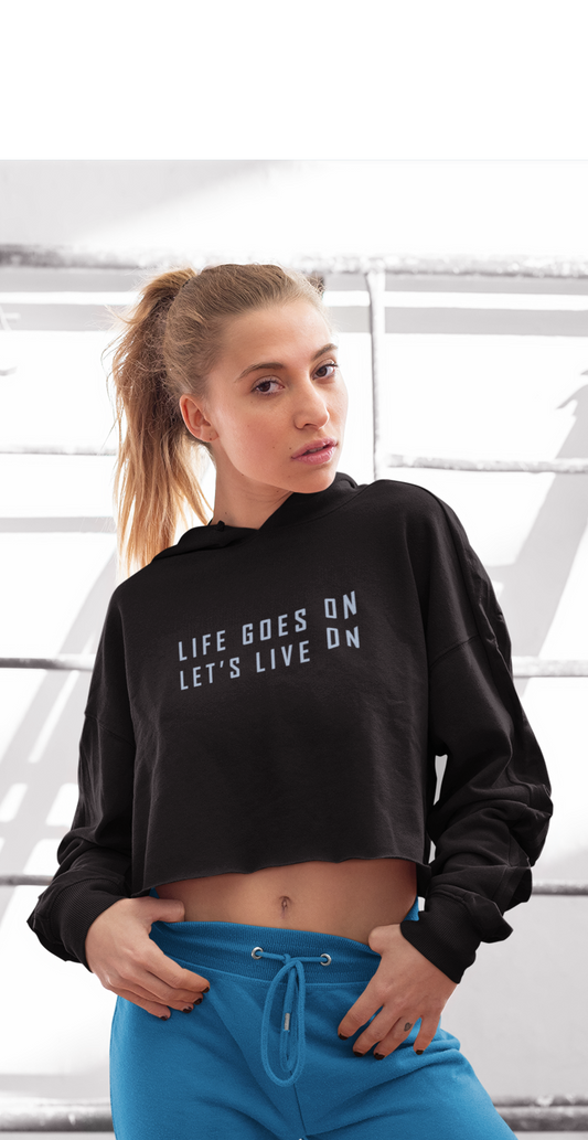 Life Goes On, Let's Live On : BTS - Winter Crop Hoodies BLACK