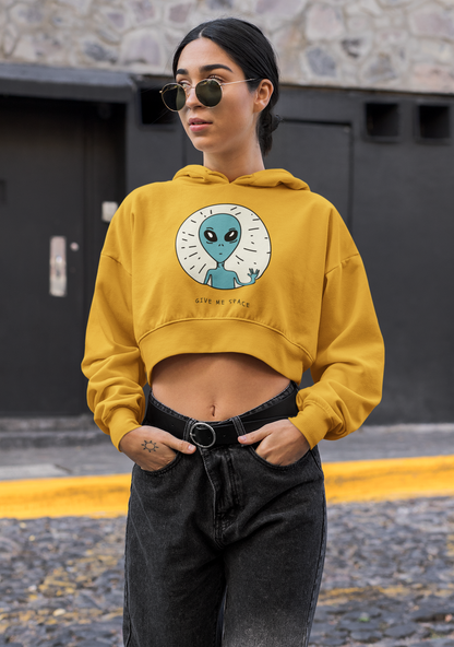 Give Me Space : Alien & Space - Winter Crop Hoodies MUSTARD YELLOW