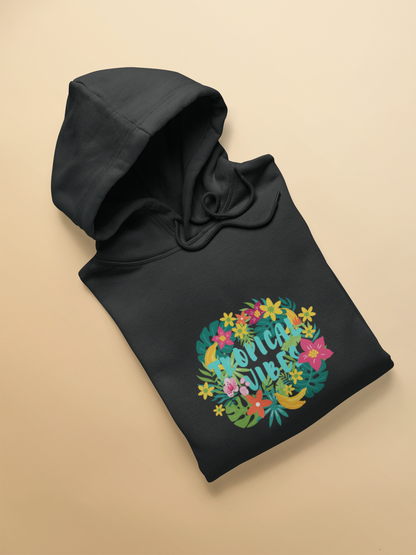 "TROPICAL VIBES" - WINTER UNISEX HOODIES (BLACK)