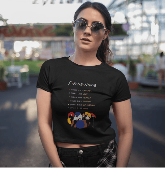 " FRIENDS " - HALF-SLEEVE CROP TOPS