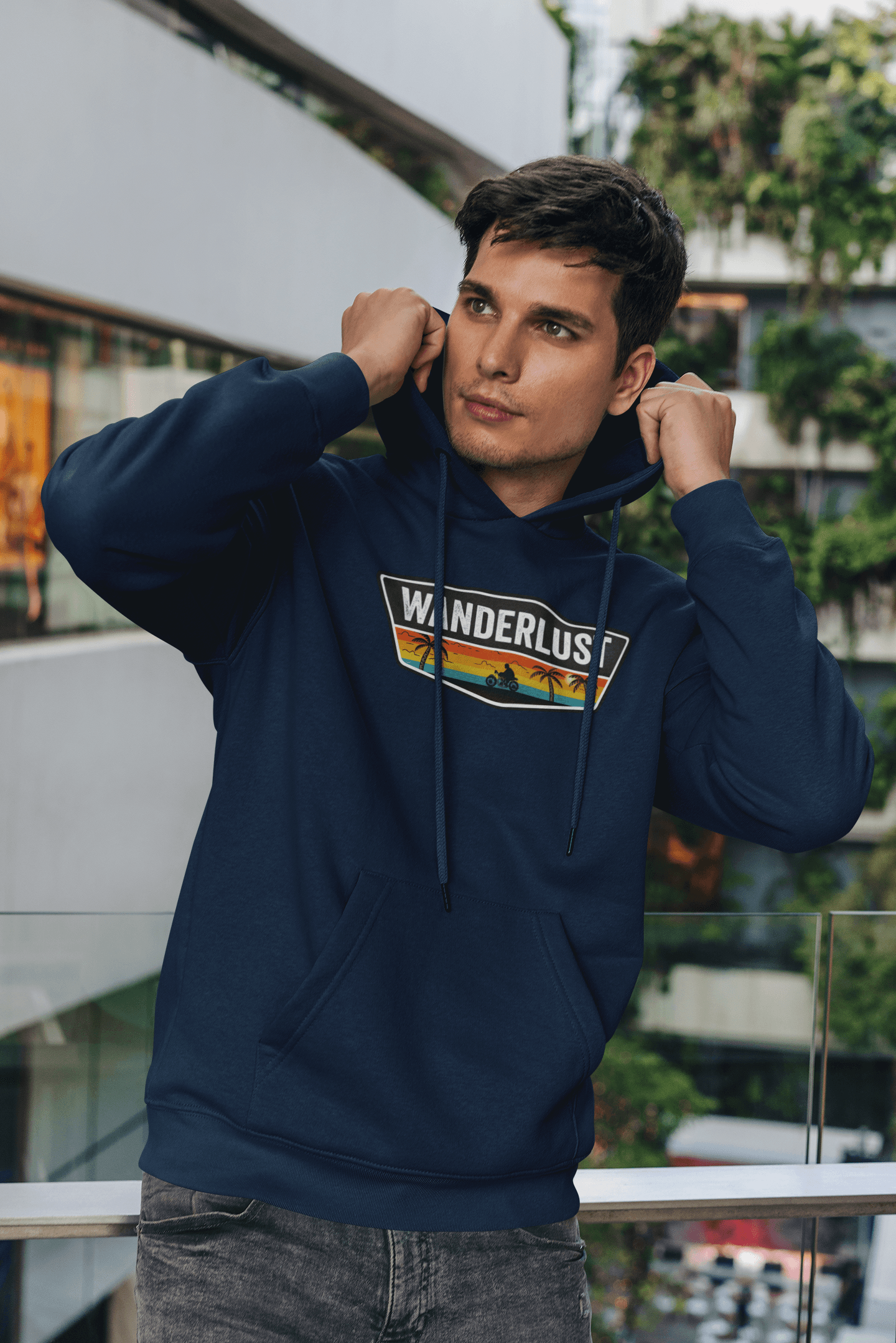 " WANDERLUST " - WINTER HOODIES NAVY BLUE