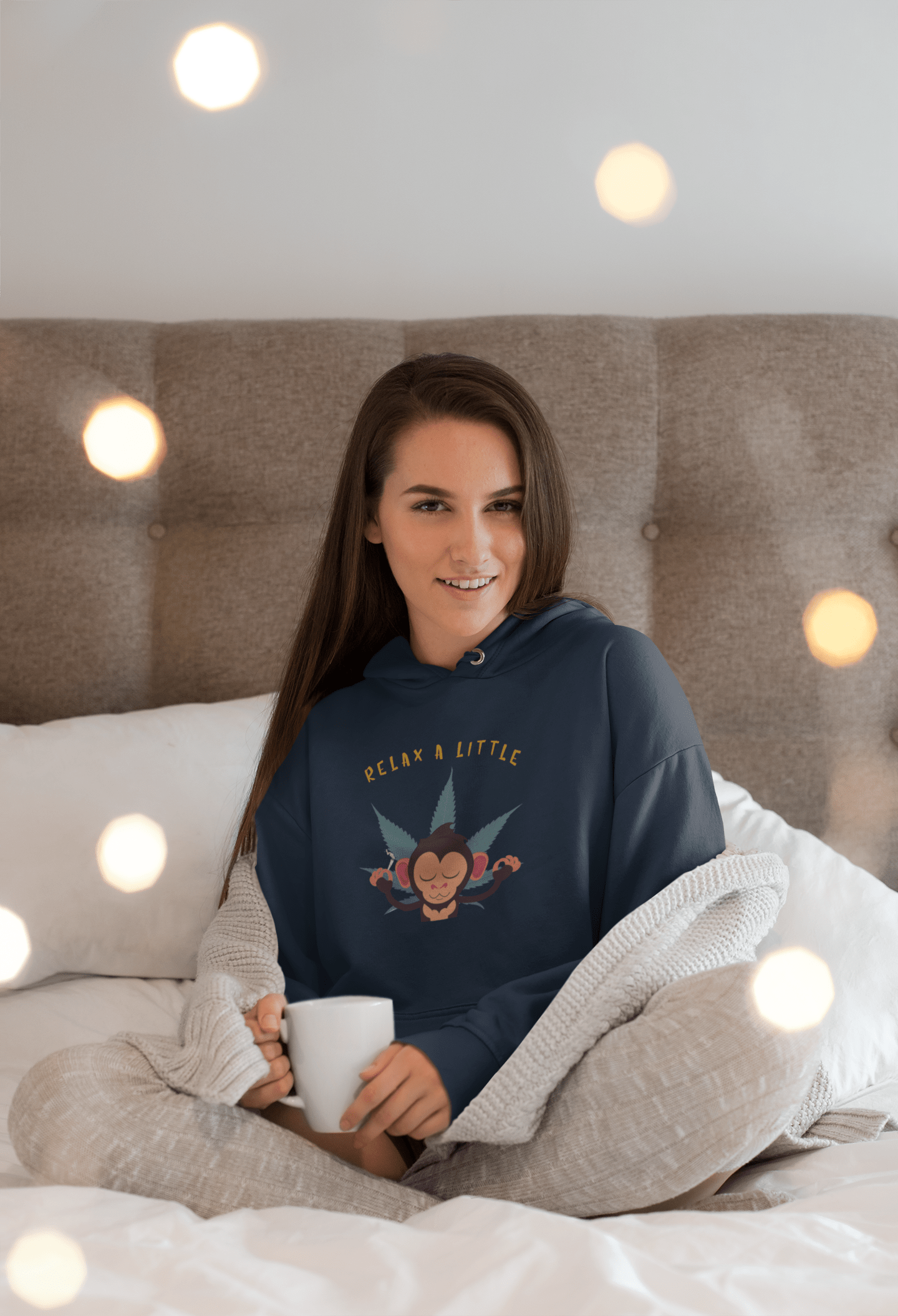 "RELAX A LITTLE" - WINTER HOODIES NAVY BLUE
