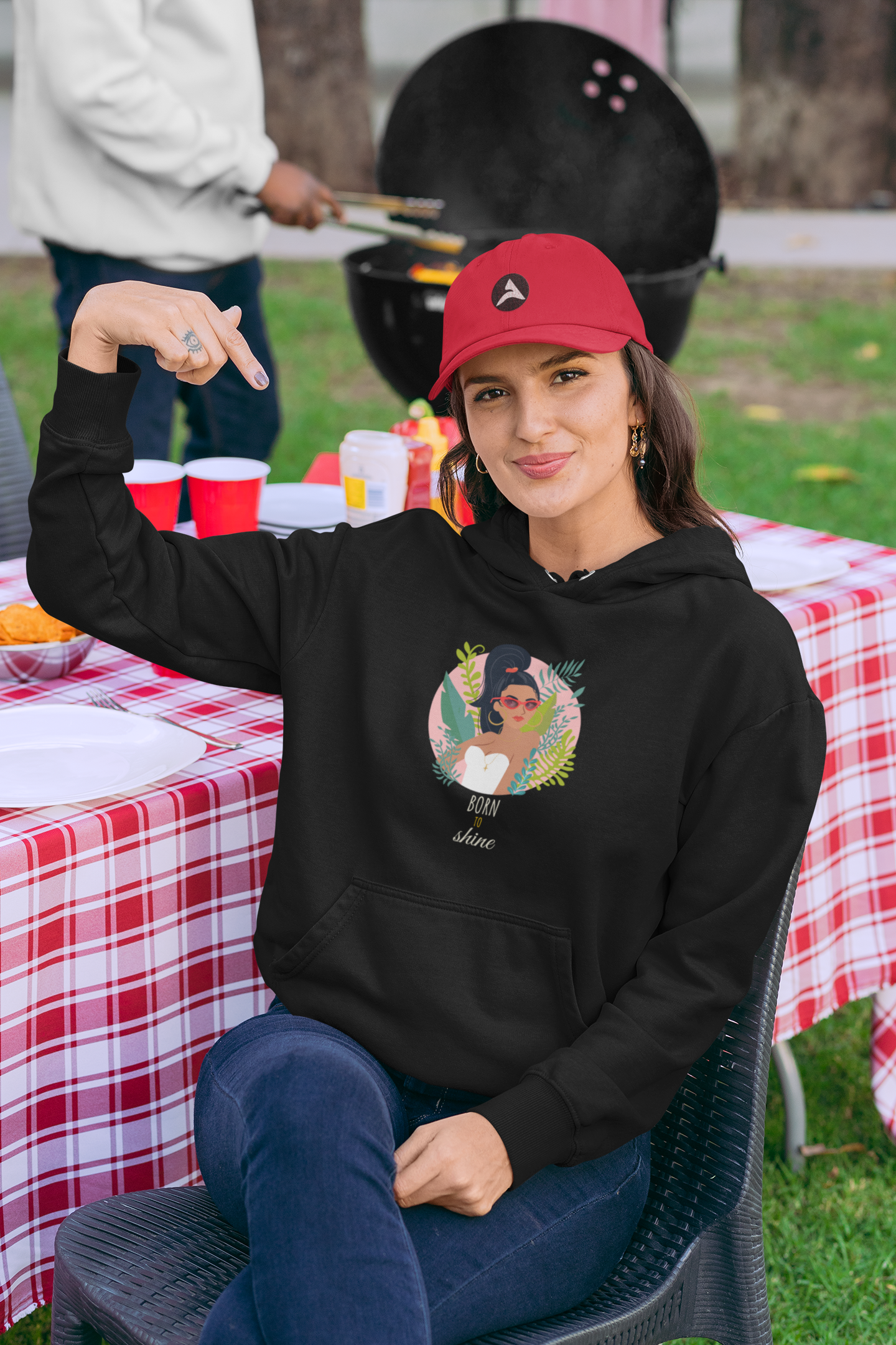 "BORN TO SHINE"- WINTER WOMEN HOODIES BLACK