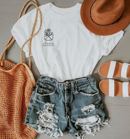 Choose Kindness - MINIMAL : Unisex Half-Sleeve T-Shirt WHITE