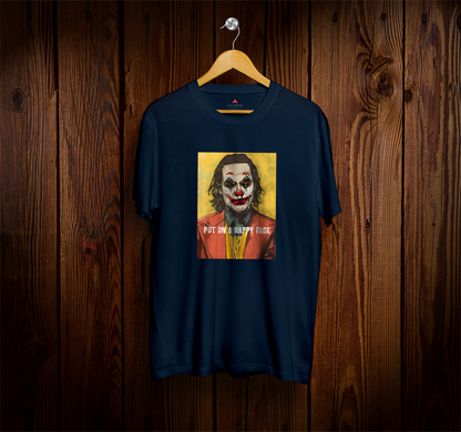 " JOKER - PUT ON A HAPPY FACE " - HALF-SLEEVE T-SHIRTS NAVY BLUE