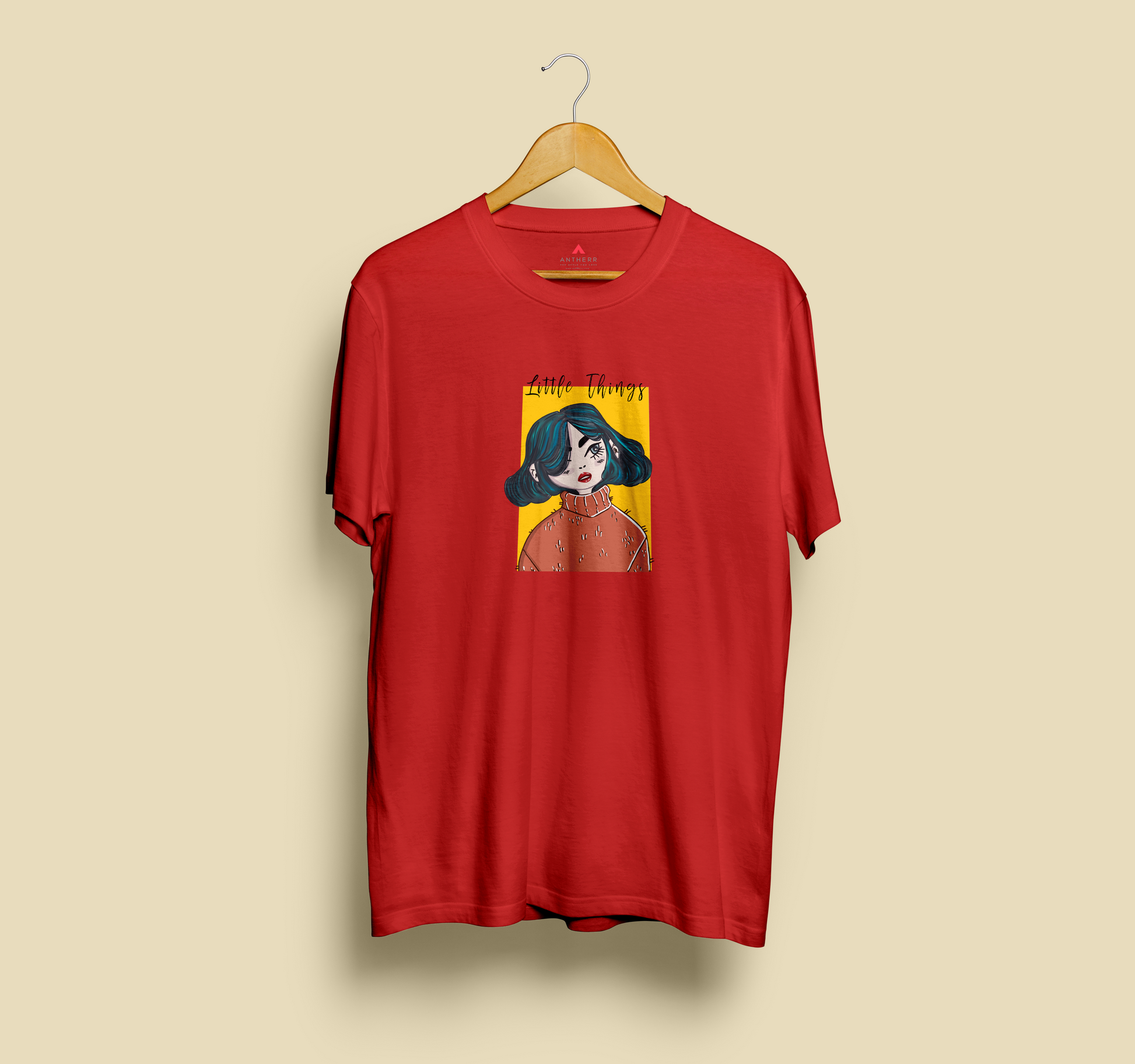 "LITTLE THINGS" HALF-SLEEVE T-SHIRTS RED