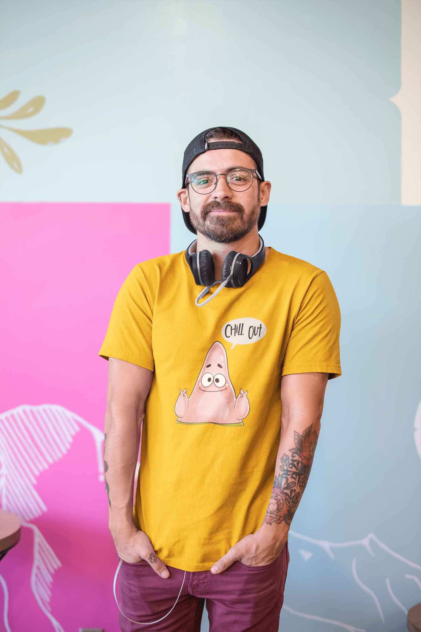 CHILL OUT : PATRICK STAR (SPONGEBOB) - HALF-SLEEVE T-SHIRTS YELLOW