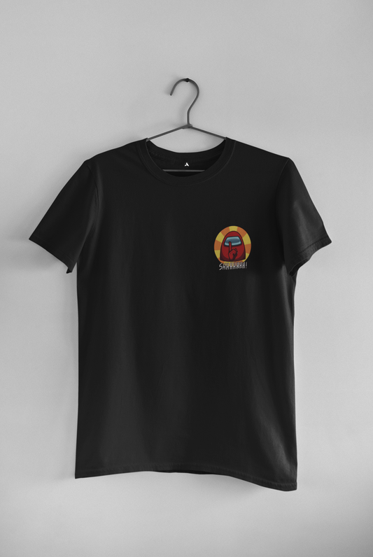 SHHH : AMONG US POCKET DESIGN HALF-SLEEVE T-SHIRTS BLACK