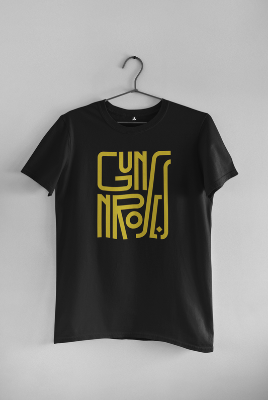 Guns & Roses: Music & Bands- Half Sleeve T-Shirts BLACK