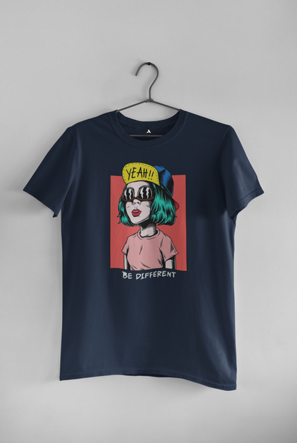 Yeah! Be Different - UNISEX HALF-SLEEVE T-SHIRTS NAVY BLUE