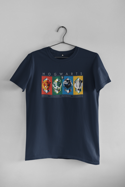HOGWART'S HOUSE Unisex Regular Fit T-shirt NAVY BLUE