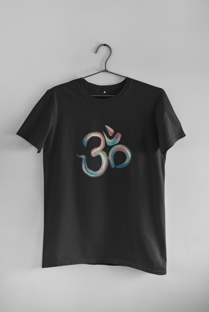 OM SYMBOL (ॐ) - HALF-SLEEVE T-SHIRTS BLACK