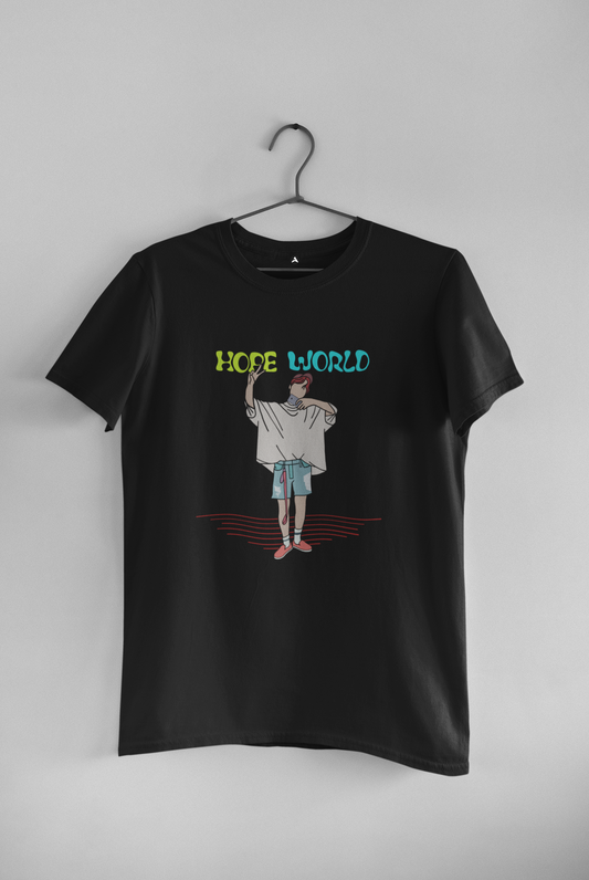HOPE WORLD Unisex Regular Fit T-Shirt BLACK