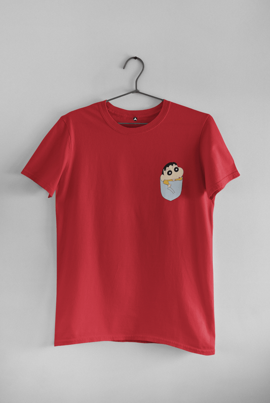 Shinchan Unisex Regular Fit T-Shirts RED
