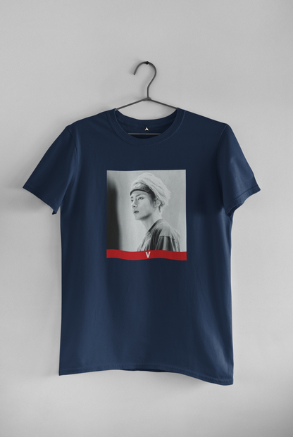 BTS Kim Taehyung V - HALF-SLEEVE T-SHIRTS NAVY BLUE