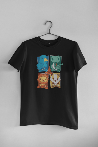 The Four Hogwarts Houses : HALF-SLEEVE T-SHIRTS BLACK