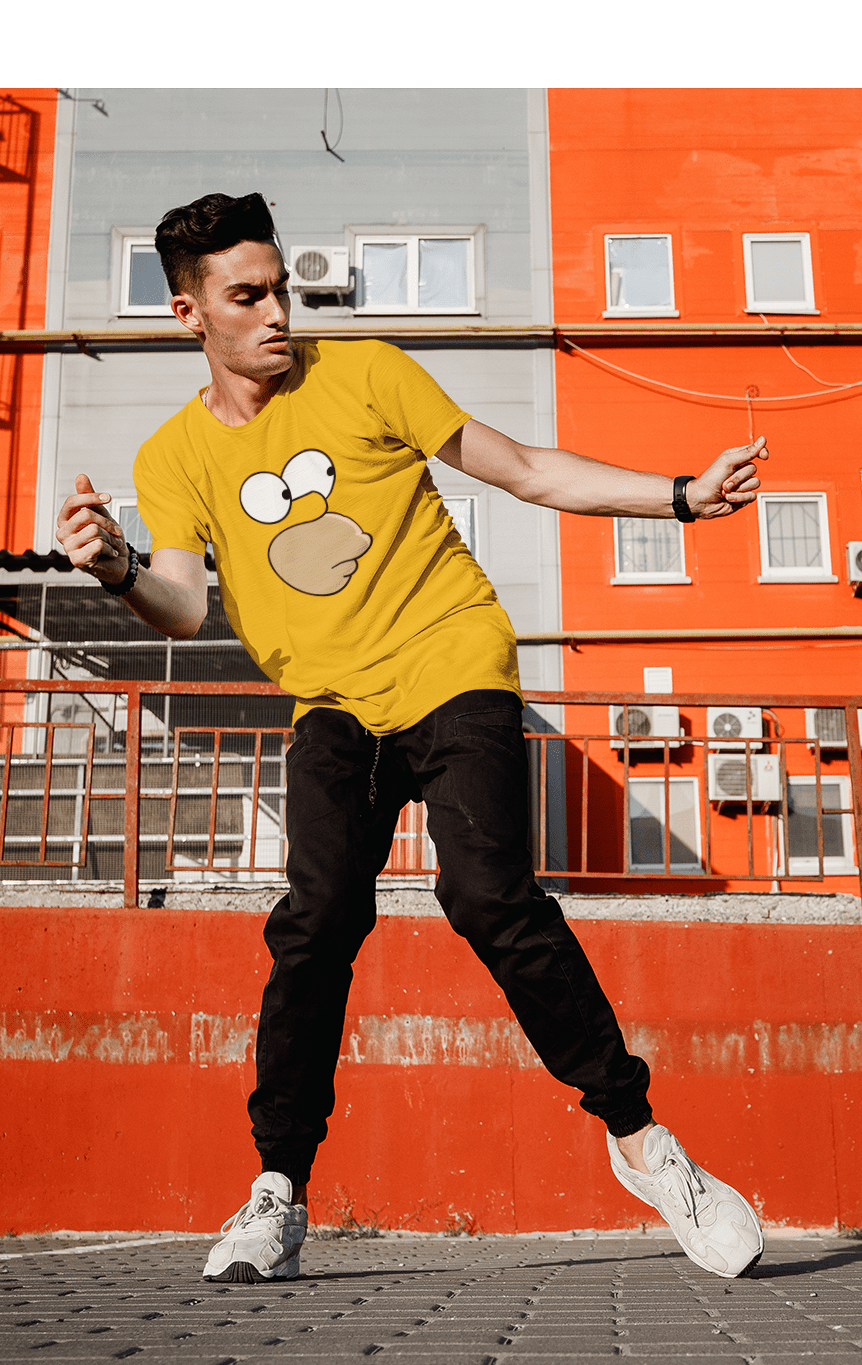 Bart Simpson Face - HALF-SLEEVE T-SHIRTS YELLOW