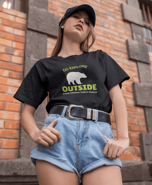 GO EXPLORE OUTSIDE- HALF-SLEEVE T-SHIRT BLACK