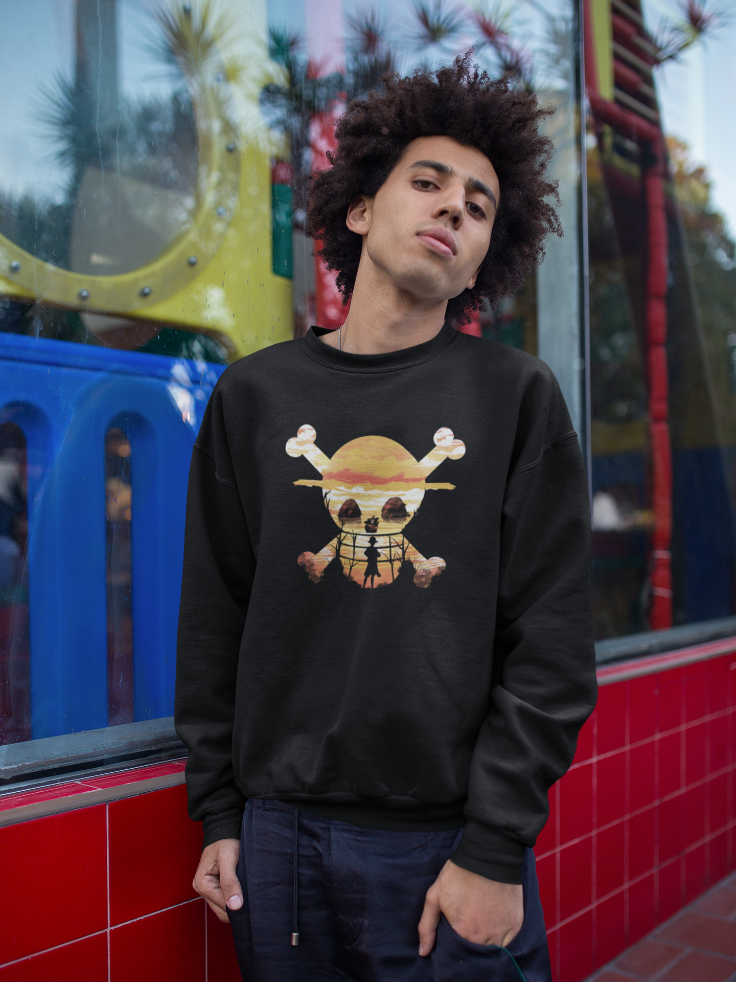 Straw Hat Pirate With Monkey D Luffy- One Piece - Winter Sweatshirts BLACK