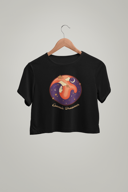 " DREAM GIRL "- HALFSLEEVE CROP TOPS BLACK