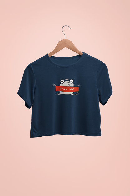" KISS ME " - HALF-SLEEVE CROP TOPS