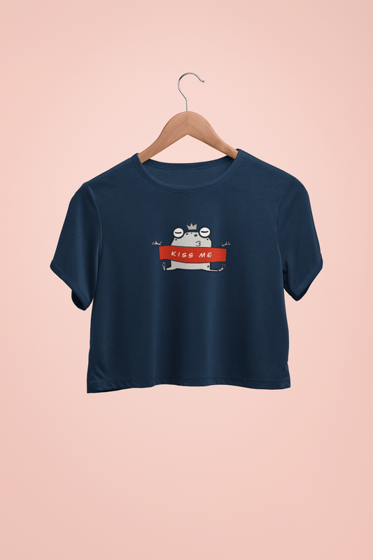 " KISS ME " - HALF-SLEEVE CROP TOPS