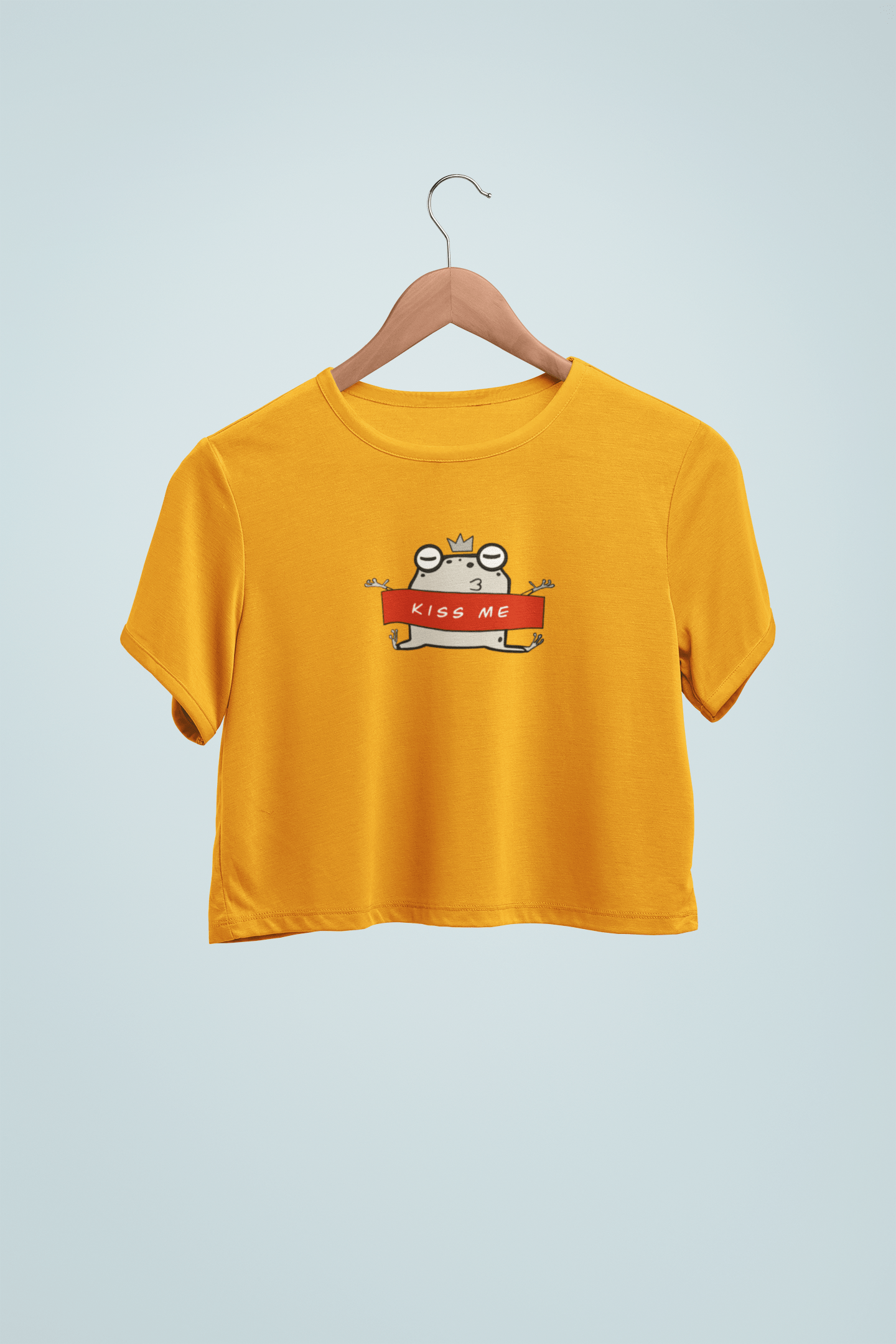 " KISS ME " - HALF-SLEEVE CROP TOPS