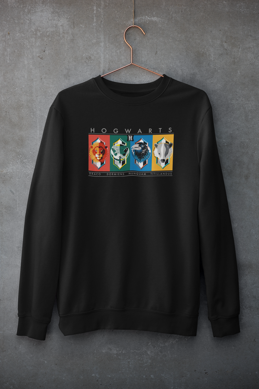 Hogwarts House Unisex Winter Sweatshirts BLACK