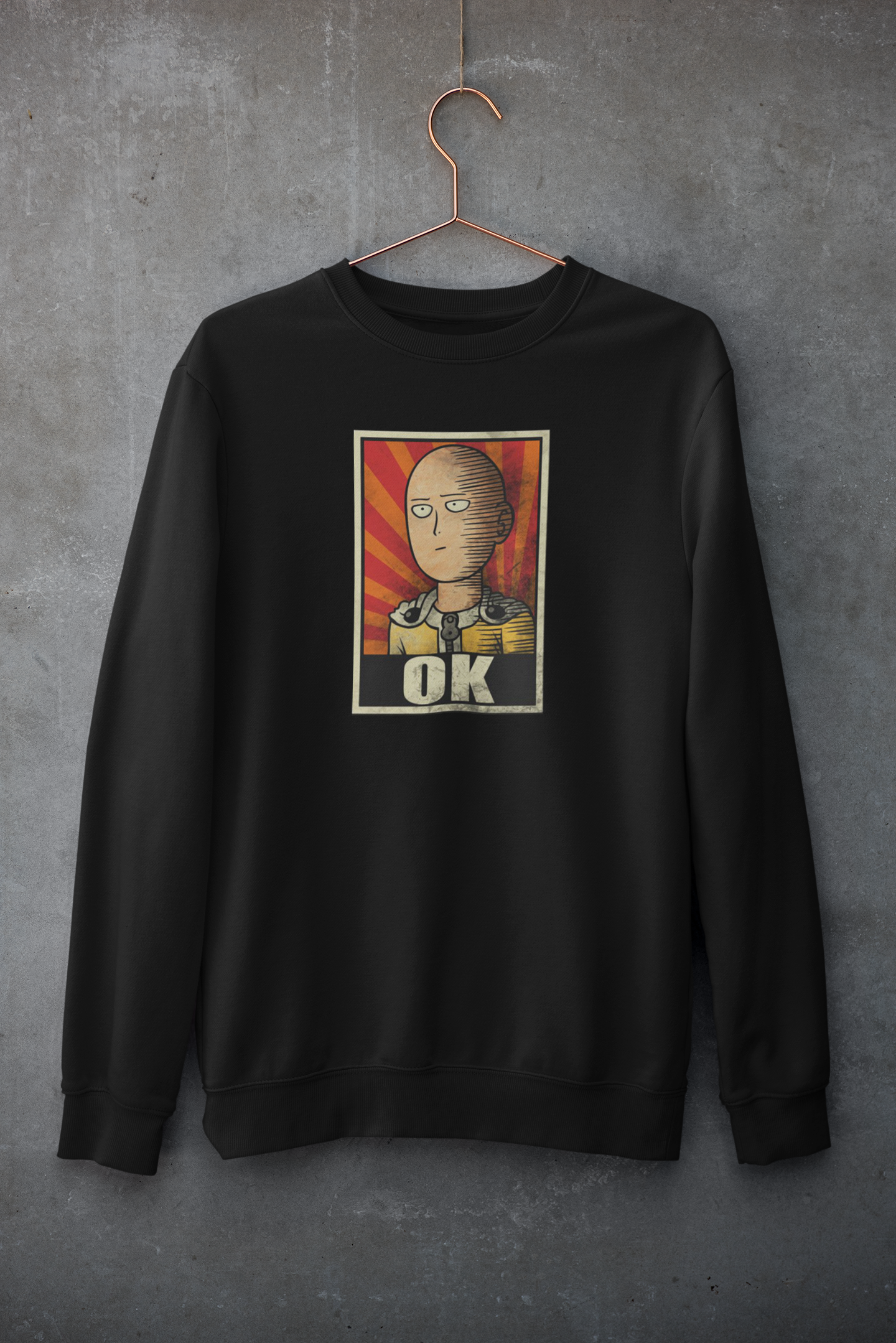 OK- One Punch Man Unisex Winter Sweatshirt BLACK