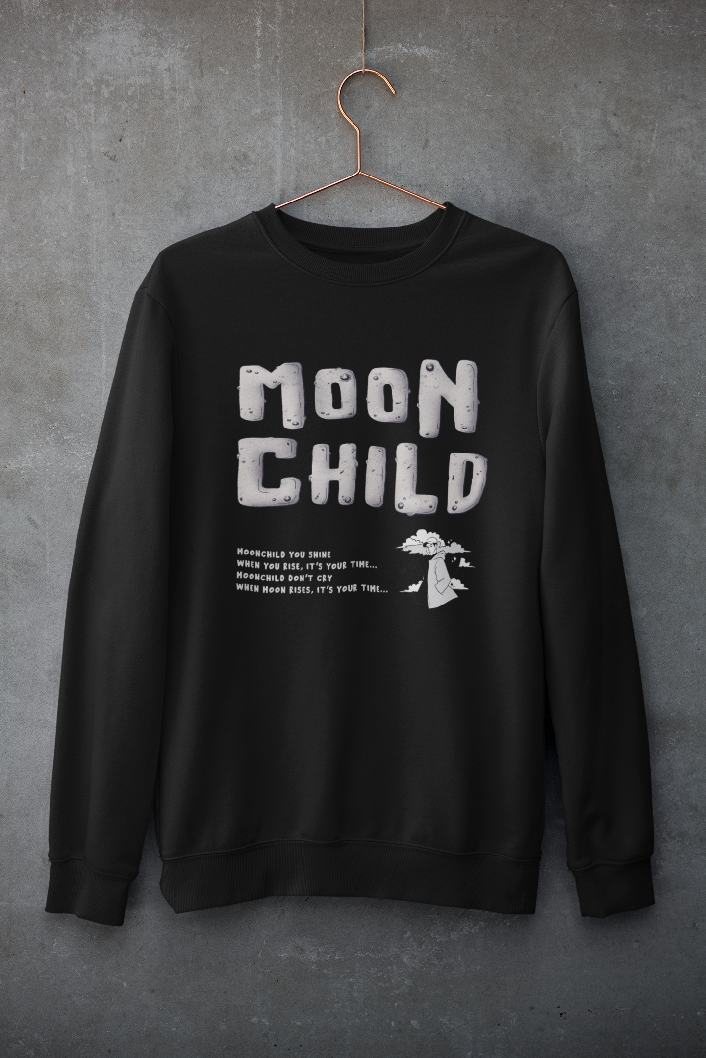 Moon Child Unisex Winter Sweatshirts BLACK