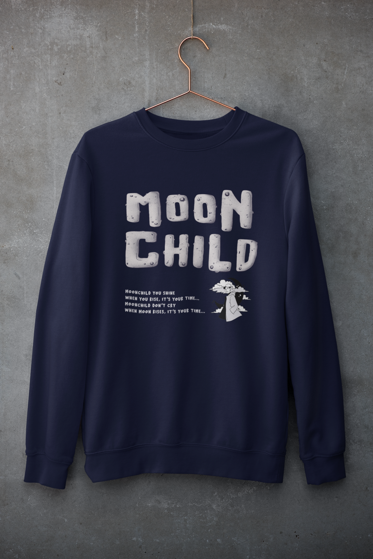 Moon Child Unisex Winter Sweatshirts NAVY BLUE