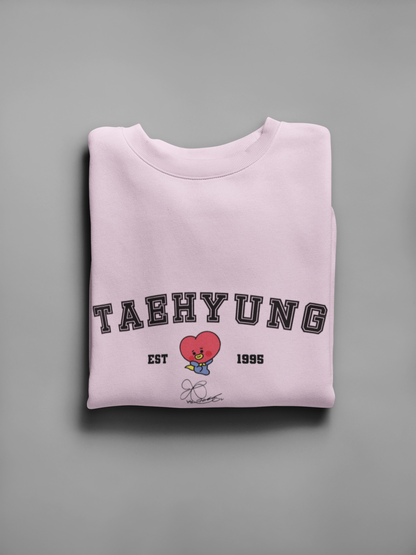 Taehyung- TATA: Unisex Winter Sweatshirts LIGHT BABY PINK