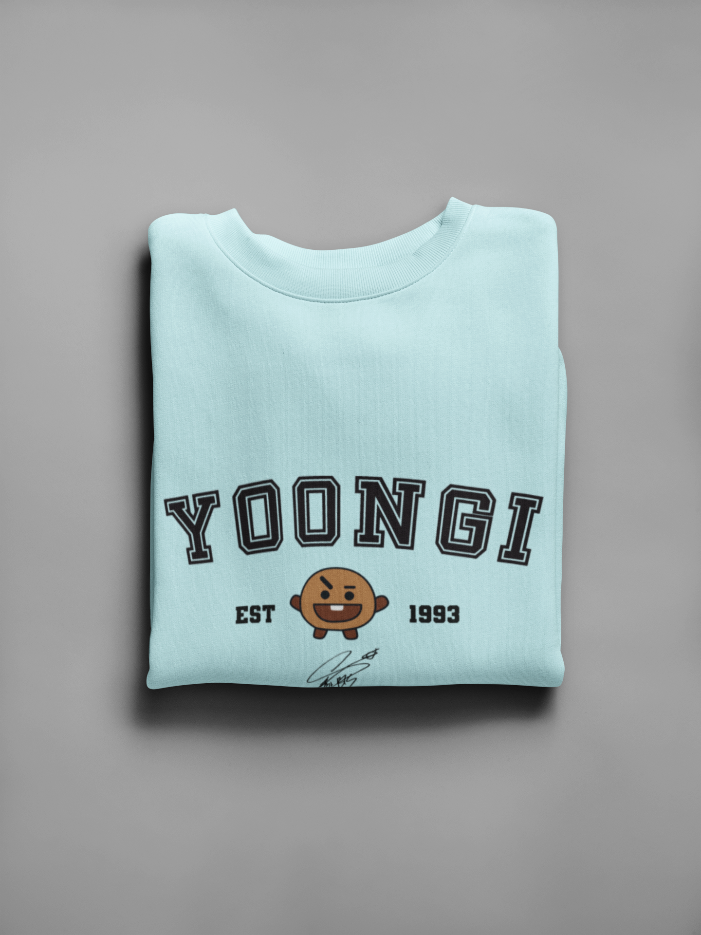 Yoongi- Shooky Unisex Winter Sweatshirts MINT BLUE
