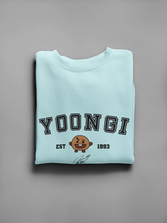 Yoongi- Shooky Unisex Winter Sweatshirts MINT BLUE