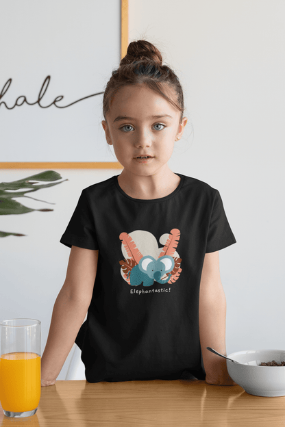 " ELEPHANTASTIC " KIDS HALF-SLEEVE T-SHIRT BLACK