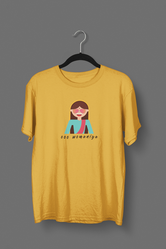" OOO WOMANIA" HALF SLEEVE T-SHIRT