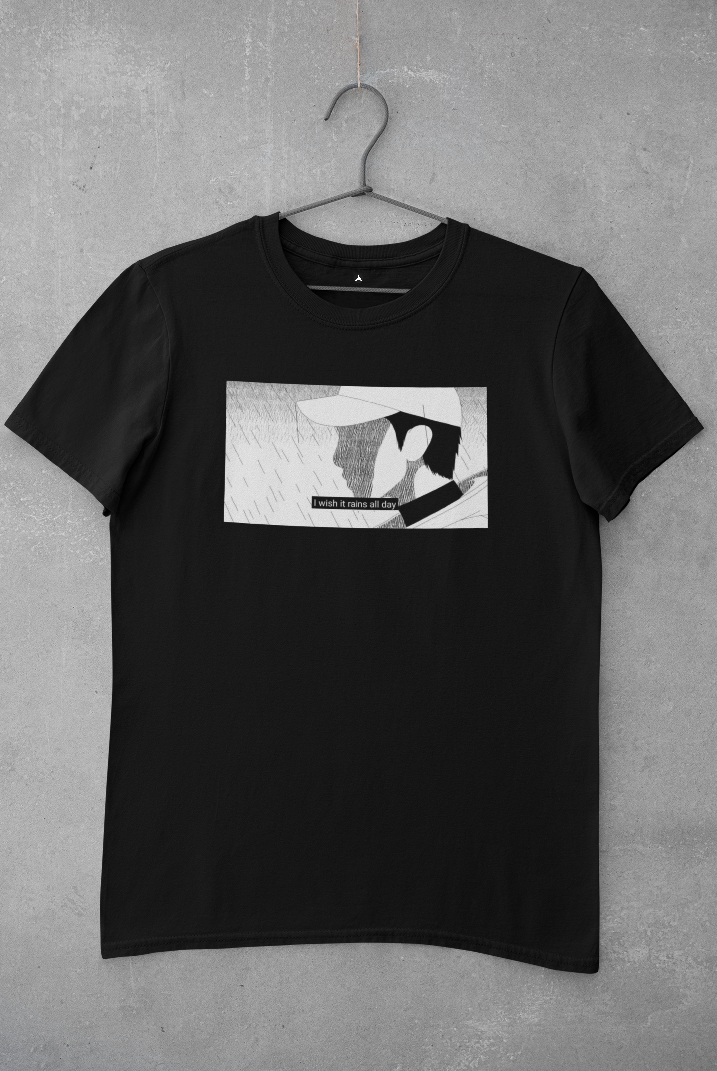 I WISH IT RAINS ALL DAY : RM MONO - HALF-SLEEVE T-SHIRT'S BLACK